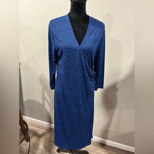 Isaac Mizrahi Navy and Royal Blue Patterned dress